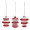 Red Finial with Tinsel Filling Glass Ornaments Set
